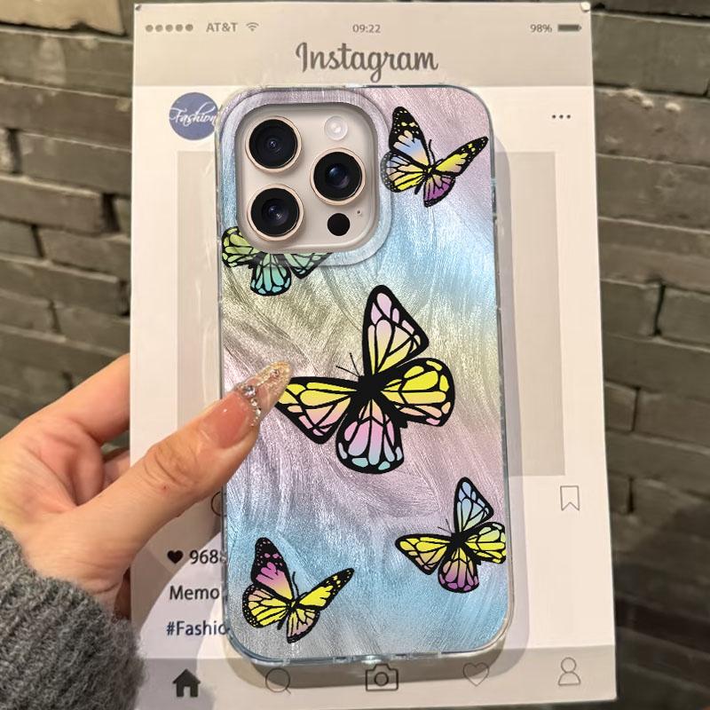 Luxury Butterfly Girls Women Phone Case For Apple iphone 16pro 15 16 15plus 14 13 Pro Max 16e 12 11 7 8 Plus XR SE Fundas Cover