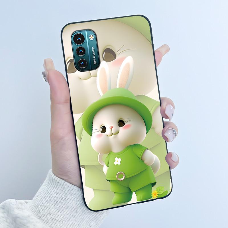 For Nokia G21 G11 Plus Case Cute Love Rabbit Cartoon Black TPU Silicone Soft Cover For NokiaG21 G 11 G11Plus Bumper Phone Case