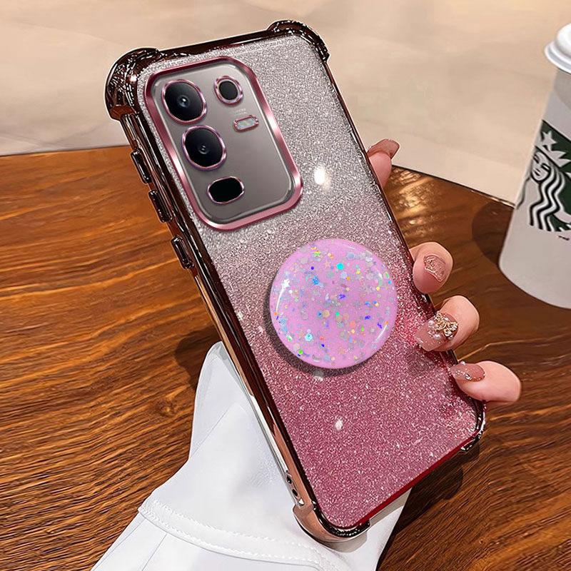 For infinix Note 50 Pro Plus 50X 50S Hot40i Tecno Spark 20 pro C Go 2024 Case With Holder Shockproof Full Protection Shiny Cover