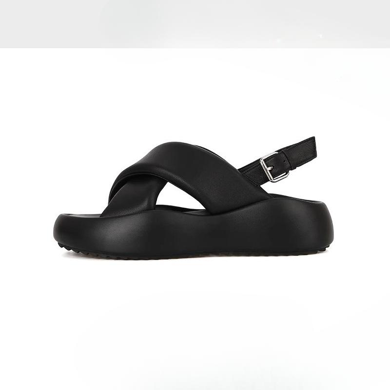 

Хлебные сандалии Женская обувь Увеличивающие рост Толстая подошва Крест с пузырьками Повседневные и универсальные 40 чёрный