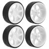 1/10 Racing RC Car Wheel Plastic Wheel Hub with Grooved Rubber RC Car Spare AccessoryWhite