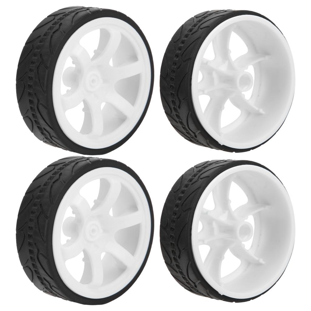 1/10 Racing RC Car Wheel Plastic Wheel Hub with Grooved Rubber RC Car Spare AccessoryWhite