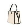 Tory Burch McGraw Logo Magnetic Snap Canvas And Leather Trim Bucket Bag Women bags Natural 158502-254