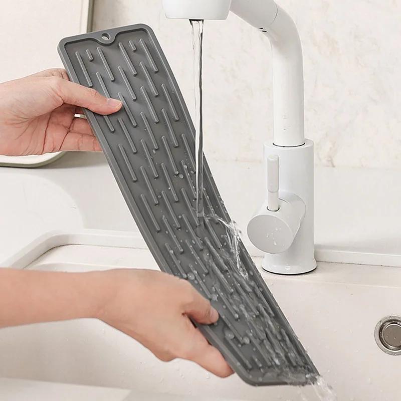 Silicone Dish Cup Drying Mat Anti-slip Sink Countertop Drain Pad Organizer Kitchenware Storage Protective Mat Kitchen Supplies