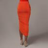 Bodycon Skirt Shirring Drawstring Women Solid Color High Split Irregular Skirt Clubwear