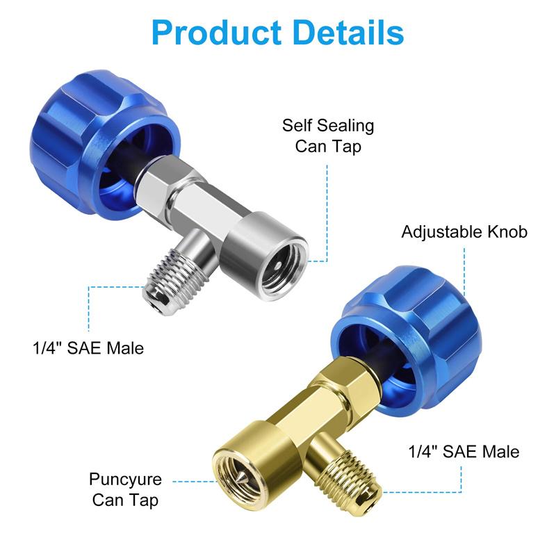 R1234Yf Can Tap, R1234Yf Self-Sealing And Puncture Style Refrigerant Can Tap Valve With Refrigerant Tank Adapters