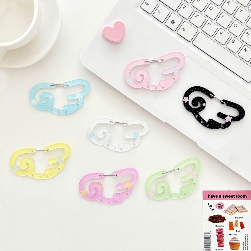 Polka Dot Wings Shape Carabiner Mountaineering Buckle Acrylic Candy Color Buckle Keychain Backpack Multipurpose Keyring Hook