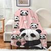White Background Panda Face Bow Simple Flannel Blanket For Minimalist Bedroom Decor Soft Warm Throw Blanket Wrap