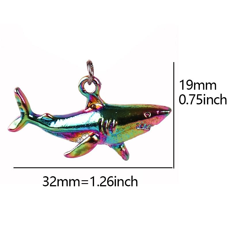 6Pcs Marine Organism Rainbow Colored Octopus Shark Charms For Jewelry Making Supplies Diy Keychain Earrings Accessories Pendants