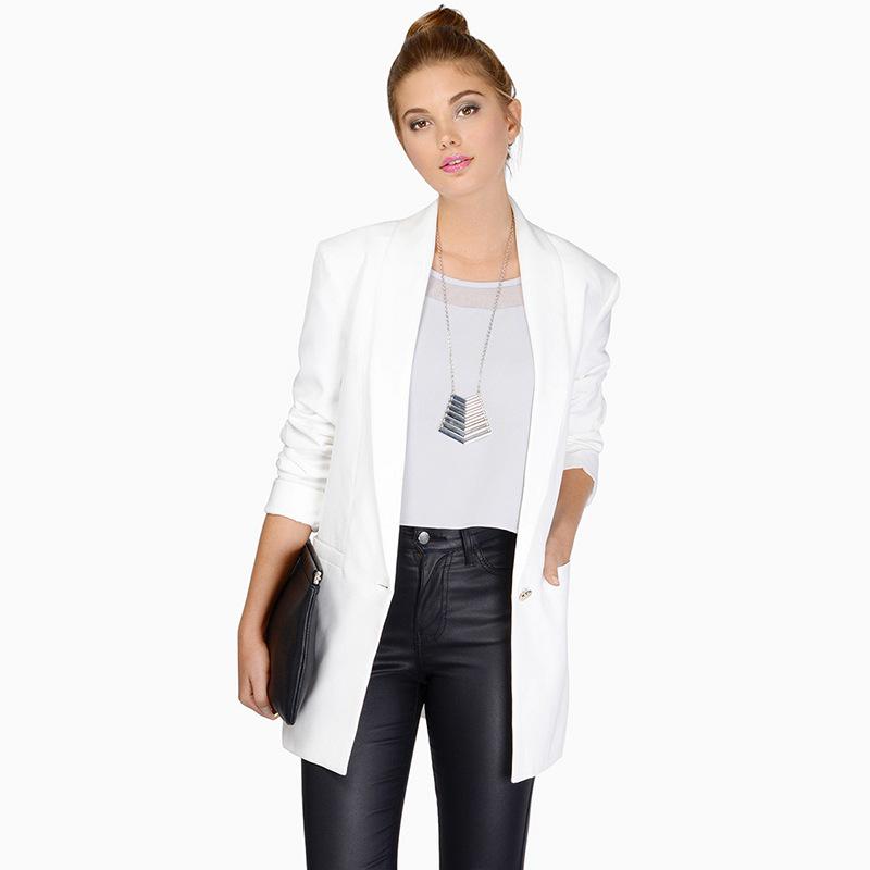 Damenblazer im europäischen und amerikanischen Stil - Reverskragen, Ein-Knopf-Verschluss, Mittellang, Slim Fit, Perfekt für den Arbeitsweg.