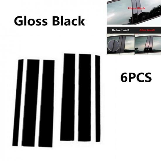 6PCS Glossy Black Car Door Trim Pillar Posts Cover For Honda Odyssey 2005-2010