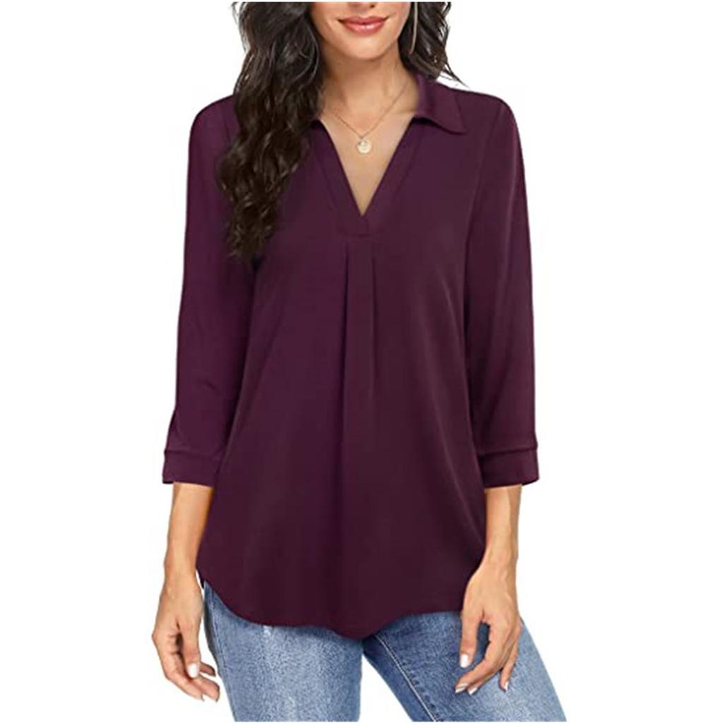 Women's Temperament Chiffon Women's Pullover Loose V-neck Shirt Top