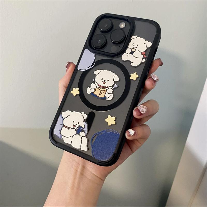 For Apple 15promax Phone Case Magnetic Suction New Transparent Magnetic Suction Phone Case Strong Magnetic Female High-end Feeling Light Luxury