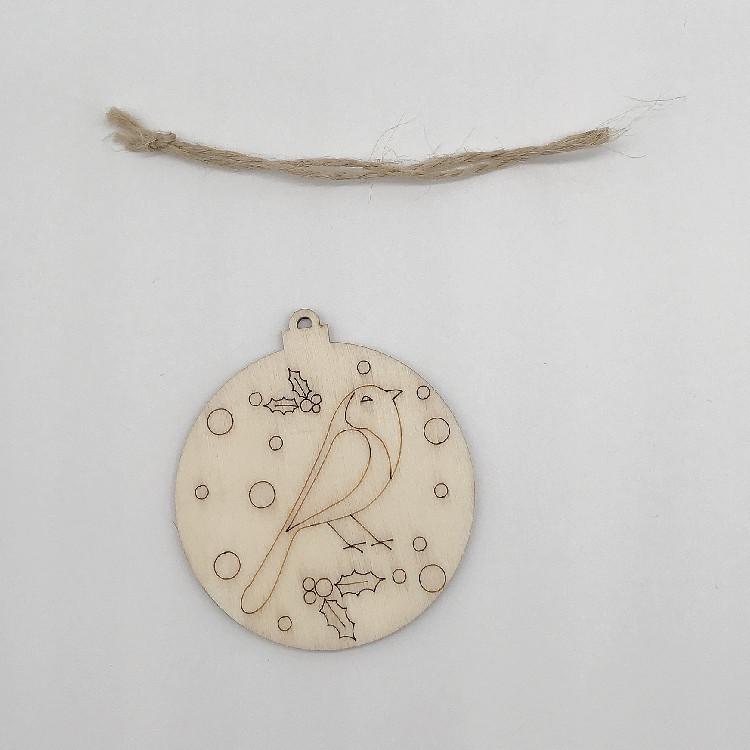 Creative Cartoon Wood Slice Pendant with Hemp Rope for DIY Christmas Tree Decoration Crafts
