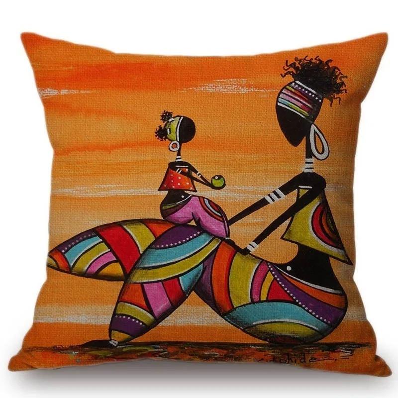 Abstract Oil Painting African Women Cushions Case Modern Abstract Art Decorative Pillows Case Sofa Seat Couch Thick Plush Pillow