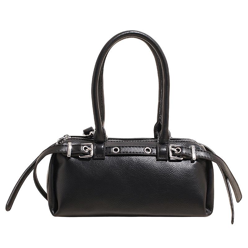 Elegant PU Handbag for Women Classic Barrel Shape Design with Dual Handles and Adjustable Shoulder Strap