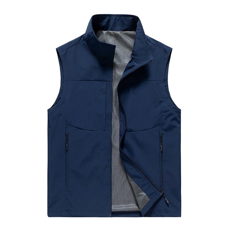 Gilet da Lavoro Autunnale da Esterno da Uomo Semplice Business Asciugatura Rapida Multitasche Gilet Cappotto
