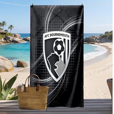 Serviette de plage imprimée Football Bournemouth, Grande serviette douce à séchage rapide pour la plage, le camping, la natation