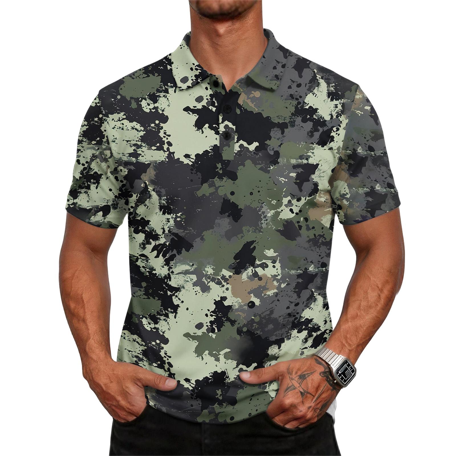 

Men s casual loose-fitting fashionable camouflage pattern printed short-sleeved T-shirt top XL світло-зелений колір