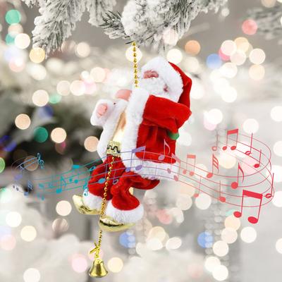 Bead Climbing Santa Claus Battery Power Electric Climbing Santa On Rope Hanging Xams Tree Pendants for Christmas Tree Fireplace