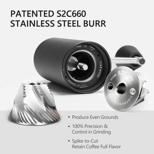 TIMEMORE C3S Max Coffee Grinder, Manual Folding Handle, 30g Capacity, CNC Stainless Steel Conical Burrs, Internal Adjustable Settings, Double Bearing