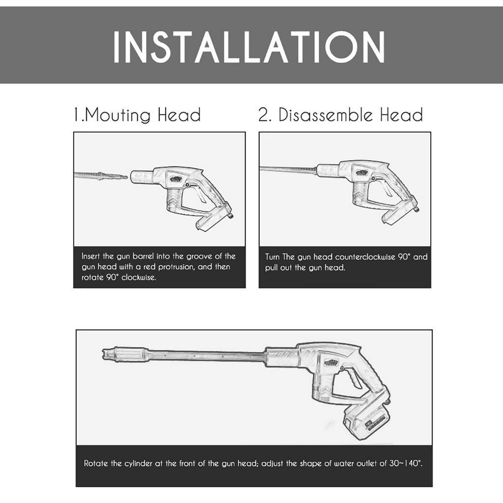 Cordless Portable High Pressure Car Washer 21V Spray Guns Car Washer 10000mAh Li-ion Battery 5m/16.4ft Garden Car Cleaning Tools Black