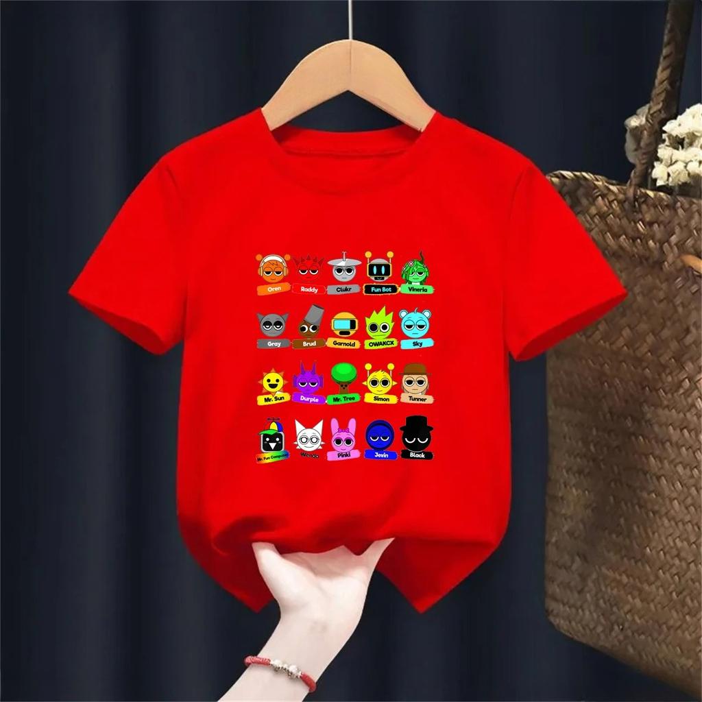 Cartoon Sprunki Cartoon Printed Summer Childrens Clothing Childrens Birthday Digital Gift Short Sleeve Top
