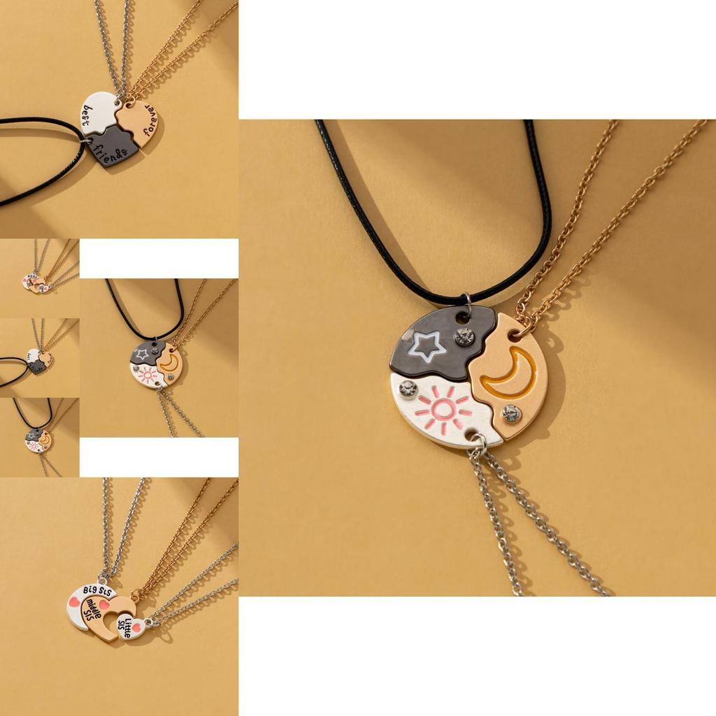 Stylish Ins-inspired Alloy Pendant Necklace Set Featuring Stunning Star And Moon Elements For Trendy Women