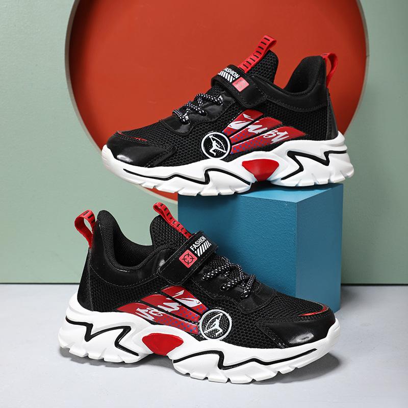 Boys' shoes 2025 new children's sports shoes breathable mesh shoes trendy casual shoes medium and older children's running shoes