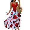 Women's Lace Up Full Floral Sexy Halter Long Dresses