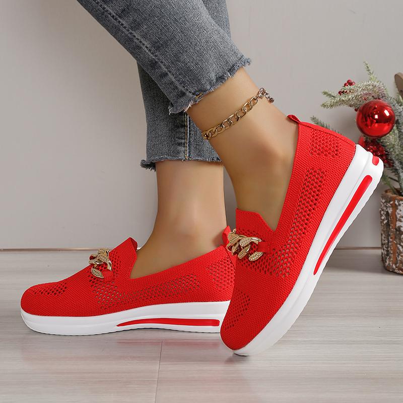 Большие размеры дышащая сетка Fly плетеные туфли для мам женские одинарные туфли — фото 3