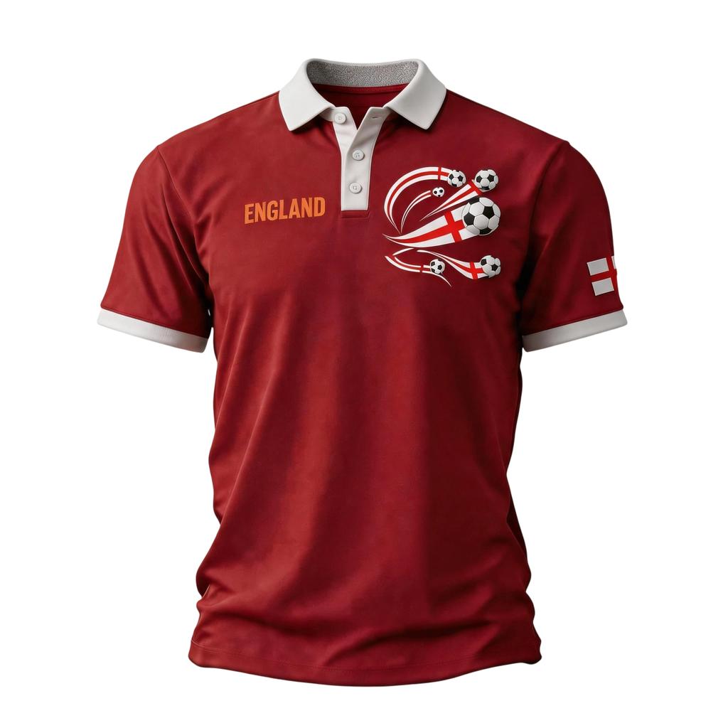 Men's Support Polo Shirt with National Flag Print Button Collar Short Sleeve Casual Fit Breathable Fabric for Outdoor Activities