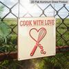 2D Flat - 1pc, Vintage Metal Aluminum Plaque, Outdoor Plaque & Wall Decor, Heart Cooking Sign, Kitchen Wall Art, Home Decoration, Cottage Ornament