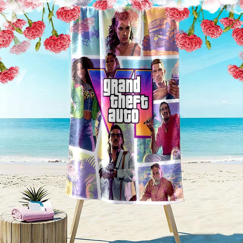 GTA Pride Print Beach Towel, Large Soft Quick Dry Towel for Beach Camping Swimming