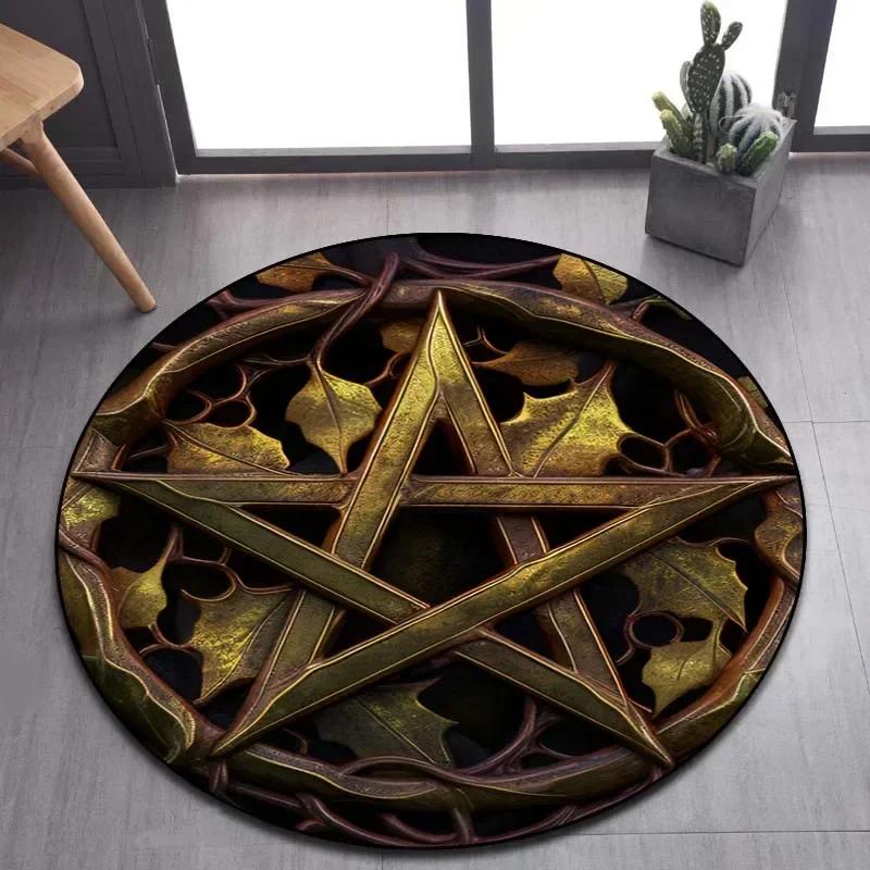 Viking Valknut Yggdrasil Tree of Life Round Area Rug,Carpet Rug for Living Room Bedroom Sofa Playroom Decor,Non-slip Floor Mat