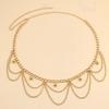 Trendy Rhinestone Gem Gold Crystal Wave Tassel Pendant Waist Chain