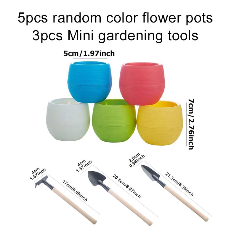 Blumentopf Set Kunststoff Farbe Atmungsaktiv Mini Gartenwerkzeuge Haushalt Balkon Schreibtisch Grünpflanzen Sukkulenten Blumentopf TMZ