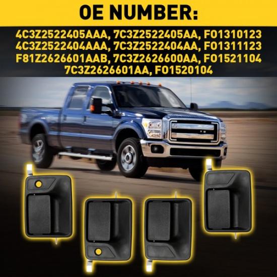 Door Handle Set Textured Black Outer For 1999-2016 Ford F-250 Super Duty Black