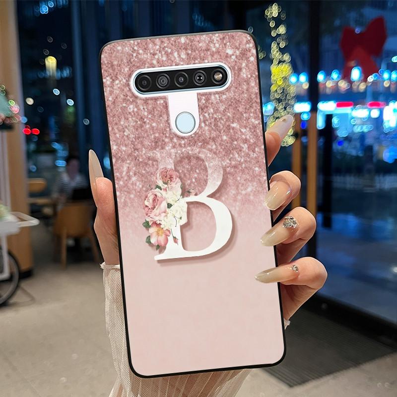 

Чехол для телефона для LG Q61/K61 Мягкий силикон Кристальный Алмазный Узор с Буквами Черный Чехол LMQ630N LMQ630 Корпус LG Q61