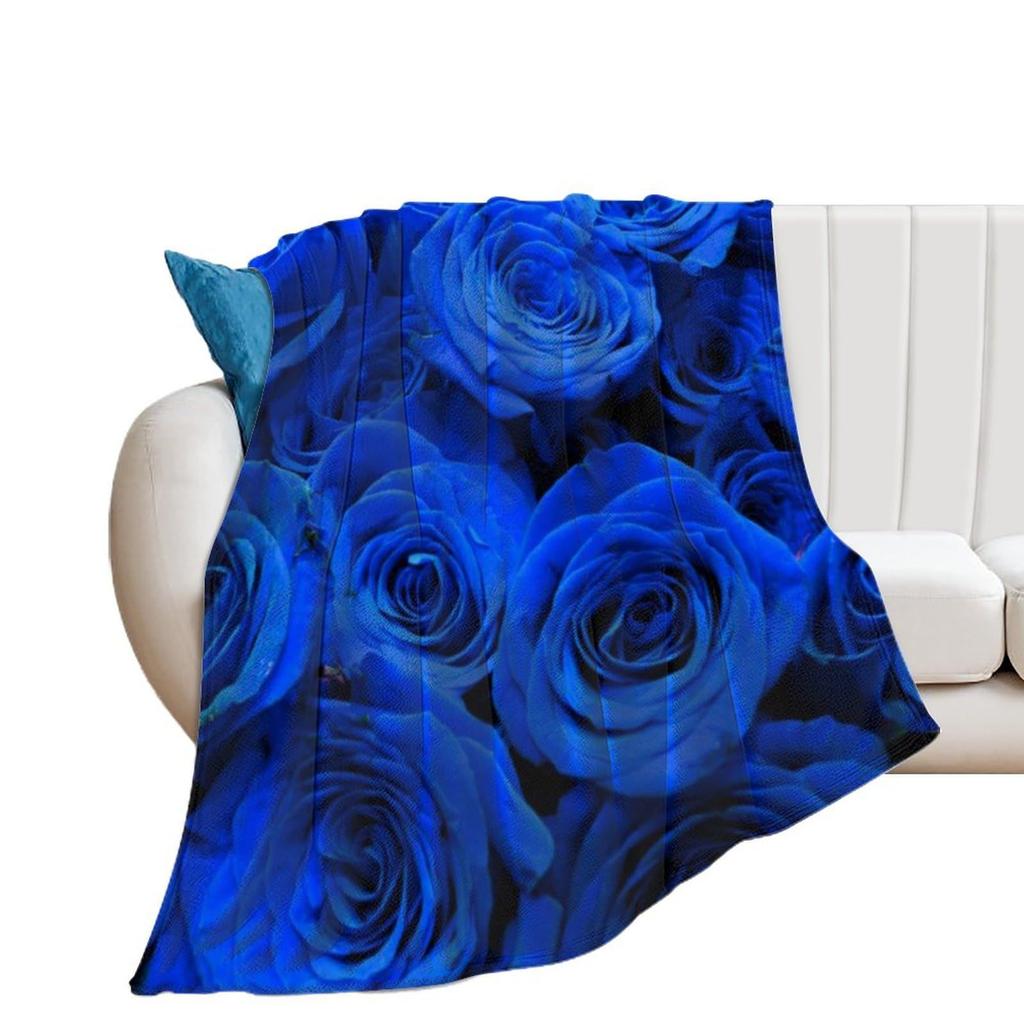 Blue Rose Flannel Digital Printing Flower Blanket Blanket Sofa Blanket Air Conditioning Blanket Universal In All Seasons