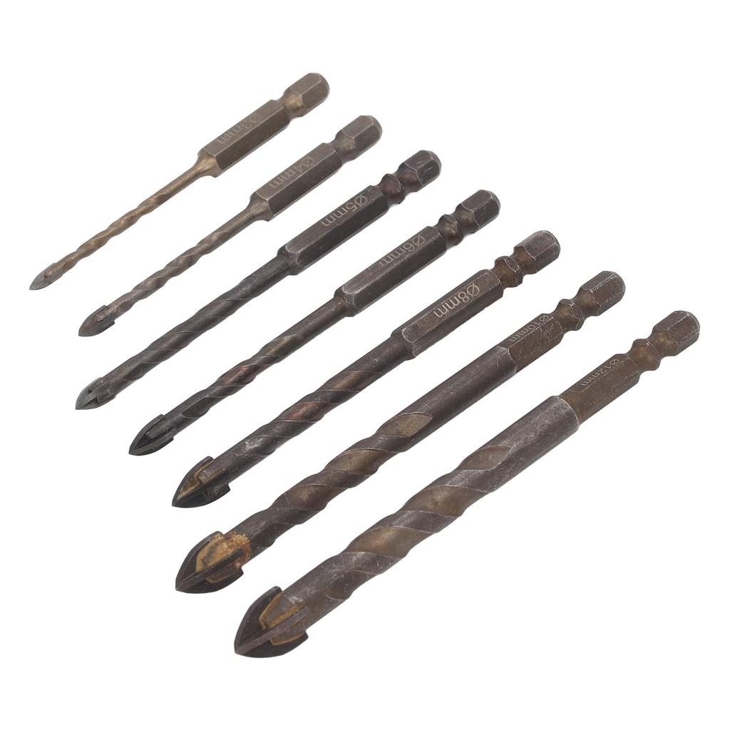 Drill Bit Set Unique Cross Design Cemented Carbide Hex Power Bits for Glass Ceramic Glass Tile Full