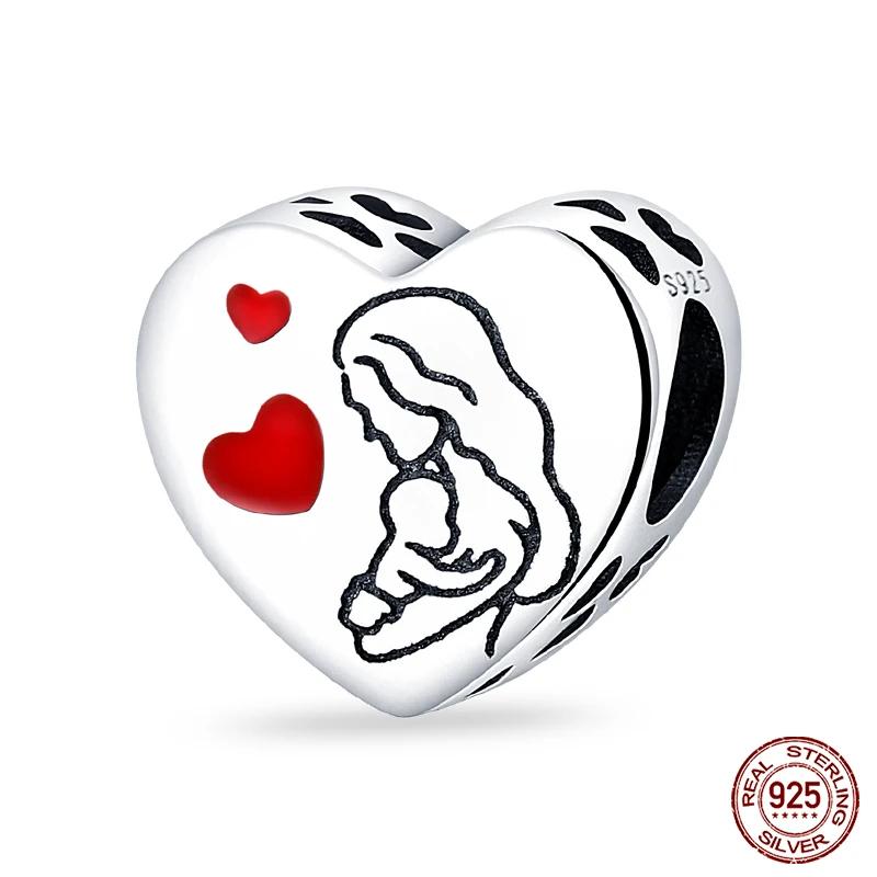 S100% Copper Heart Shaped Warm Family Charm Beads Fit Pan Original Bracelets Fine Diy Jewelry Gifts