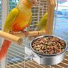 Bird Feeding Bowl Stainless Steel Parrot Feeder Birdcage Feeder Cup with Clamp Food Water Dish Pet Cage Bowl for Cockatiel Budgie Conure Small Animals