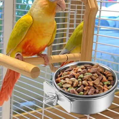 Vogelfutter Napf Edelstahl Papageien Futterspender Vogelkäfig Futter Napf mit Klemme Futter Wasser Schale Haustierkäfig Schale für Wellensittich Nymphensittich Kanarienvogel Kleintiere