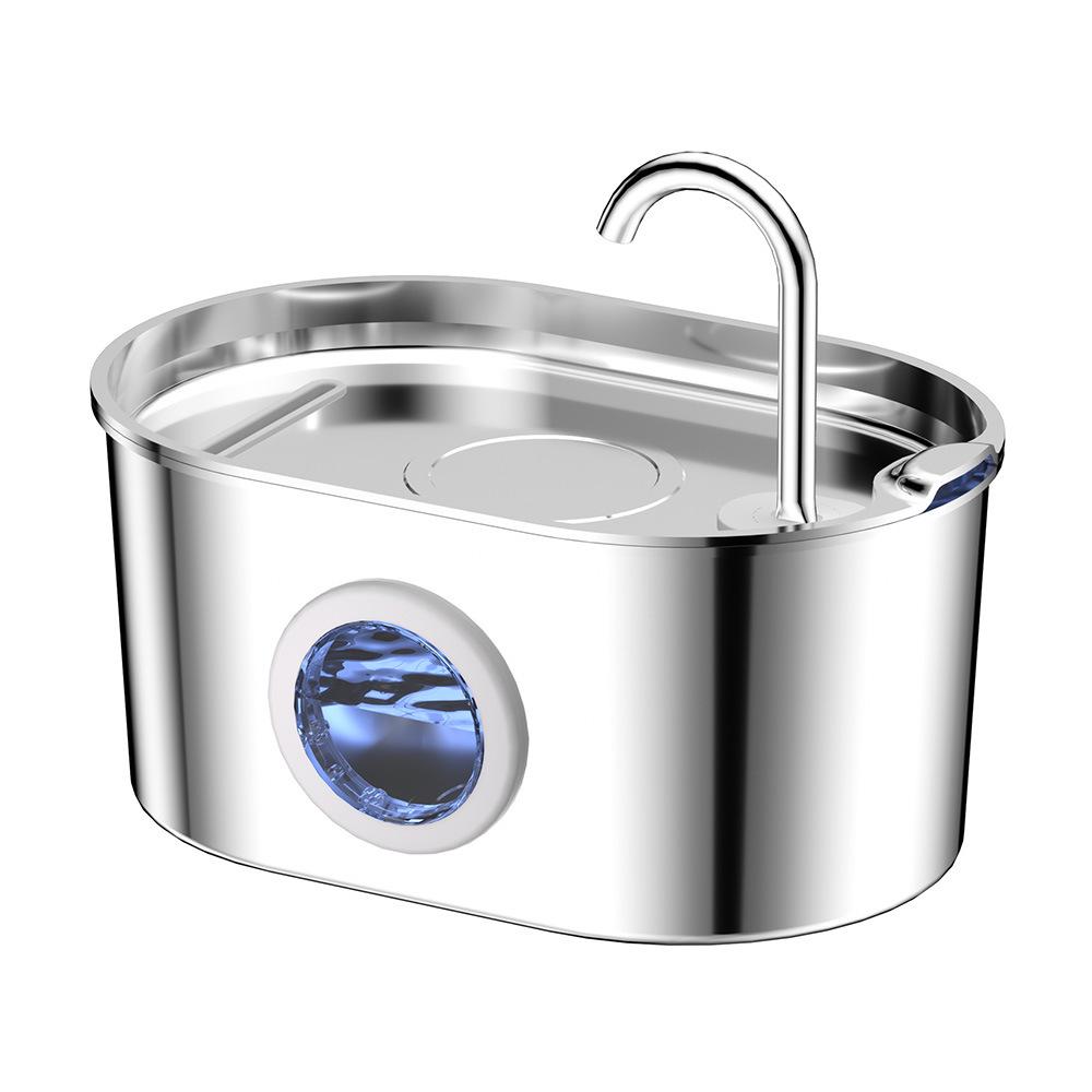 2.2L Stainless Steel Cat Water Fountain with Filtered Mini Bowl