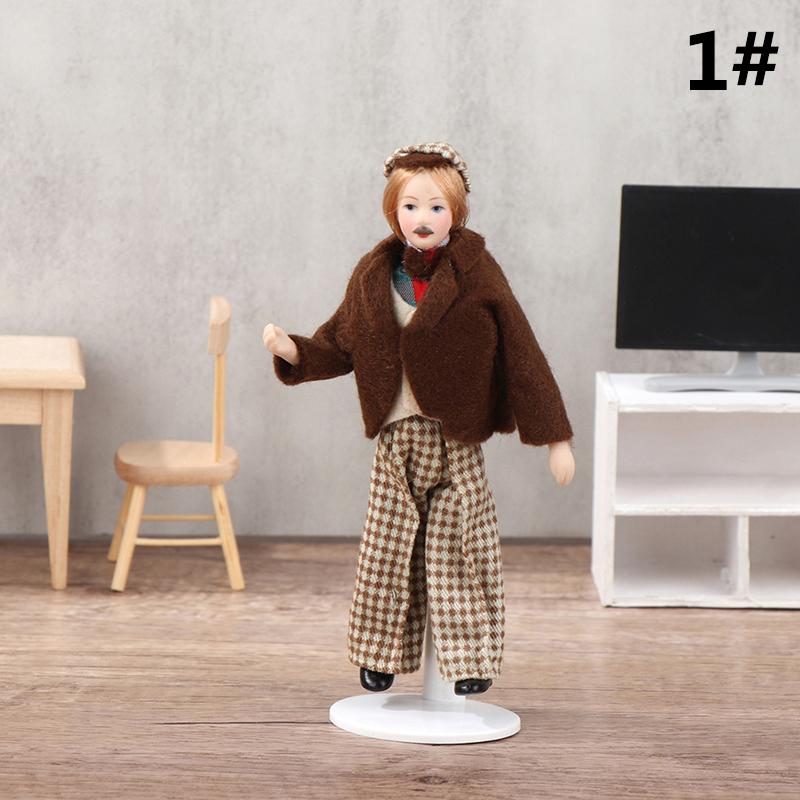 1/12 Dollhouse Miniature Porcelain Doll People Model Beautiful Youth Boy Girl Decoration Doll House Plaything For Kids