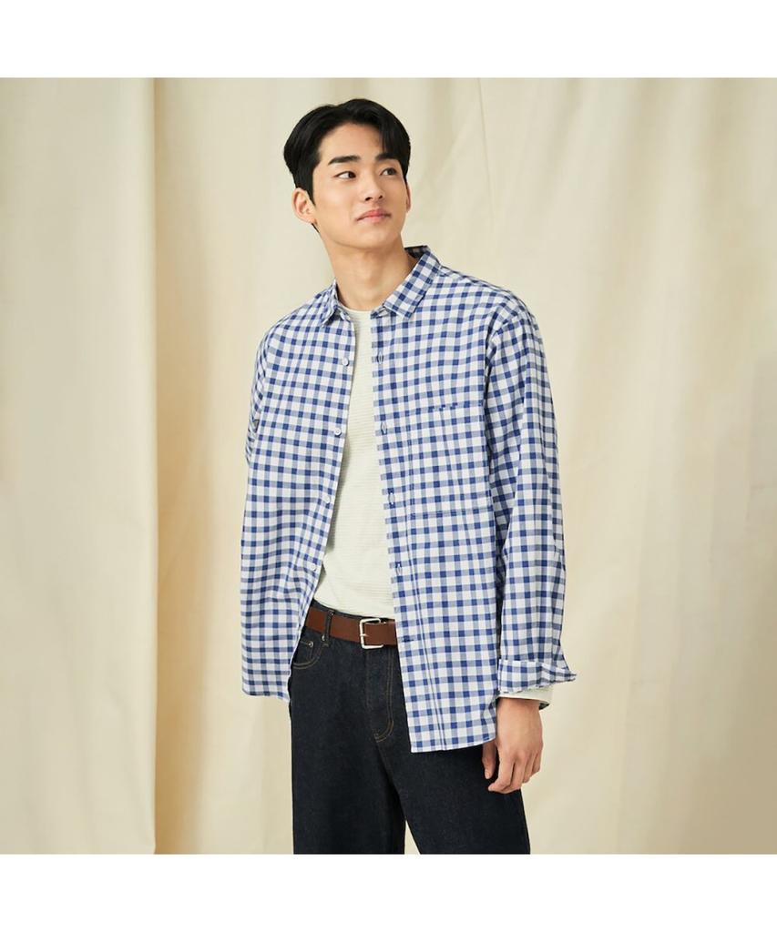 Binpolmen Melange Check Shirt Navy (Bc5164C31R)