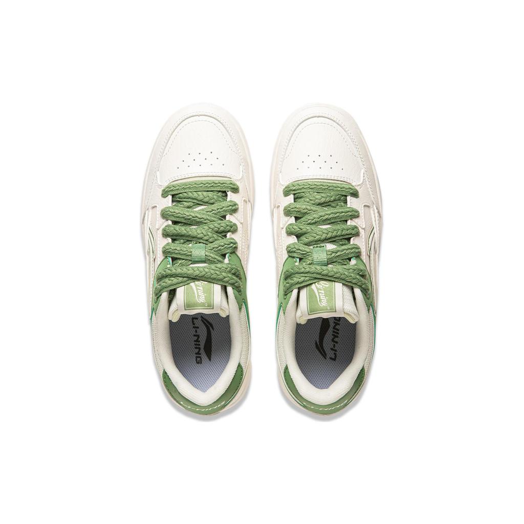 Li Ning Tianji Slip Resistant, Abrasion Resistant, Lightweight, Breathable Low Top Skateboard Shoes Women's White Green AGCU096-1
