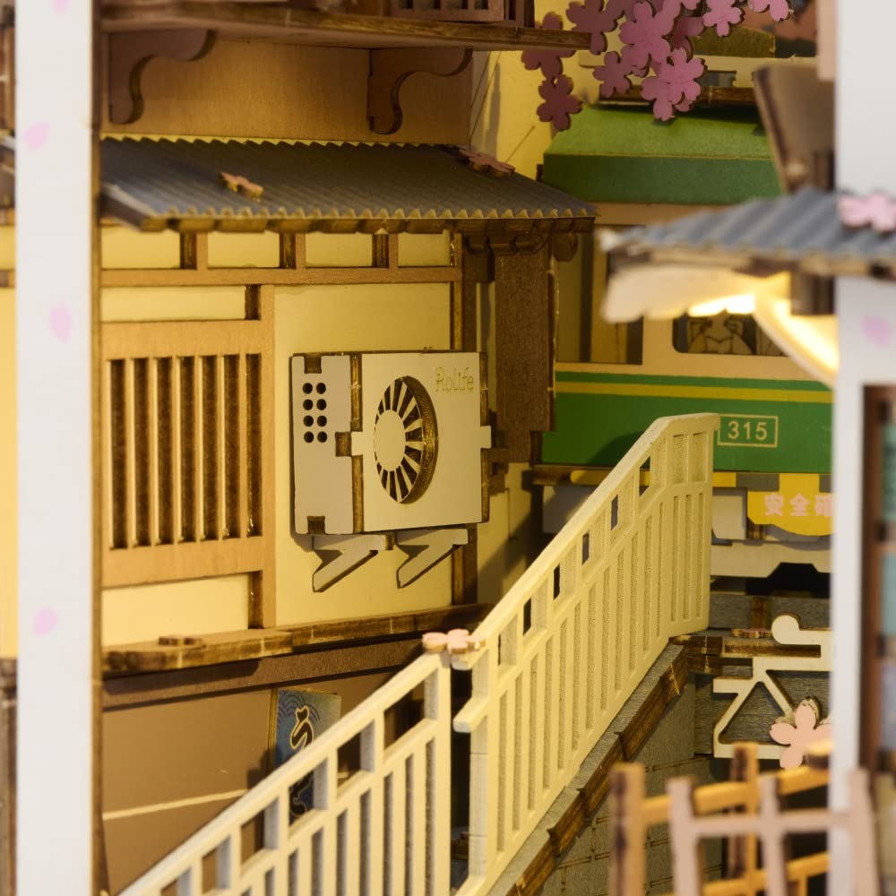 Tsukurundesu® 3D Wooden Puzzle Book Nook Series (Sakurasaku Station) with Japanese Instructions