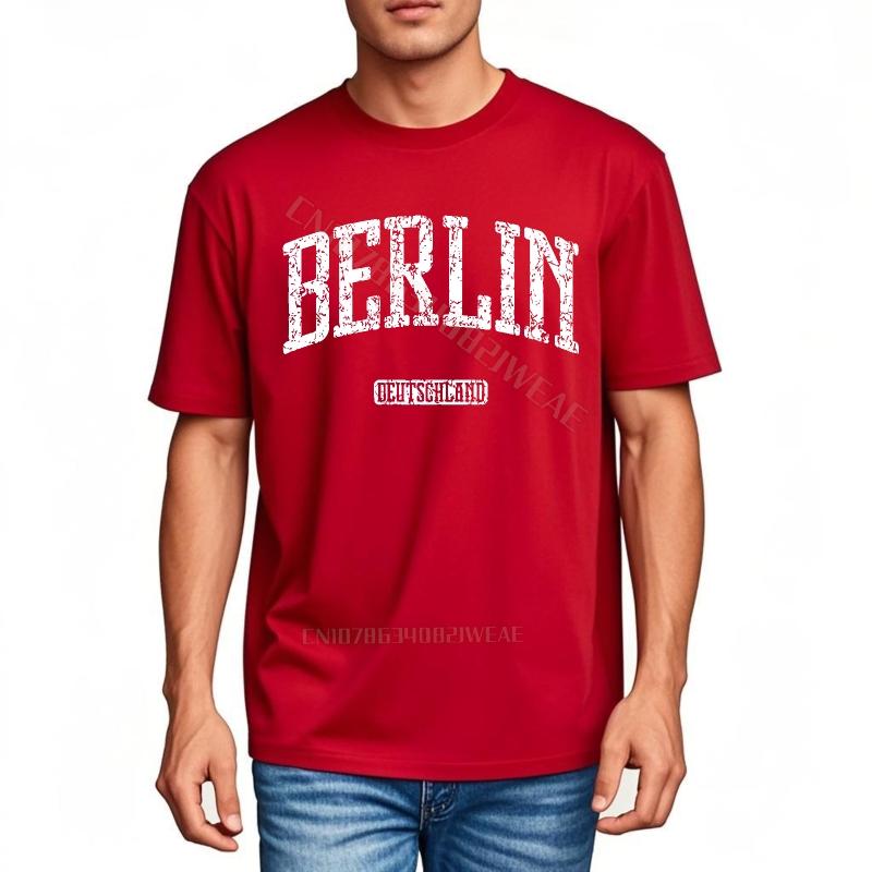 Unisex T-Shirt Weiches Mode-T-Shirt Berlin Aufdruck Auf Schwarzem Shirt Reisen Unisex-T-Shirt Hiphop Klassisches T-Shirt Kurzarm